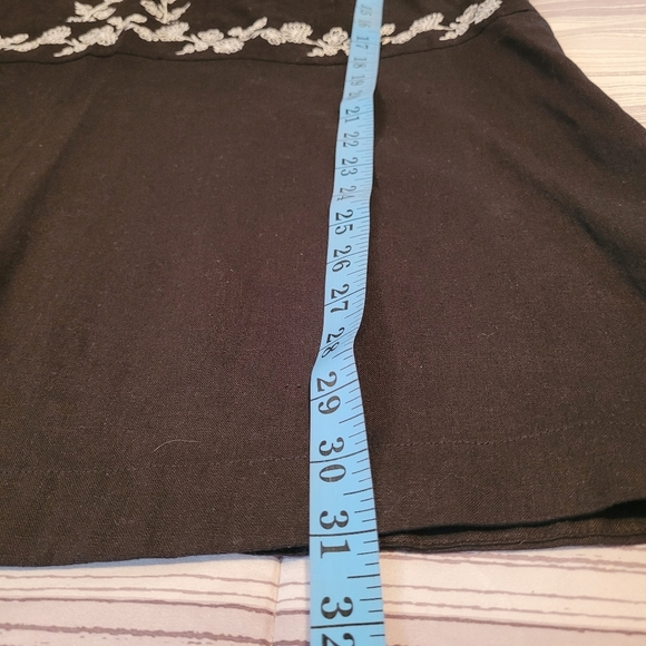 Women's 2X linen blend black white flora embroidered tunic blouse top plus size - Picture 13 of 14